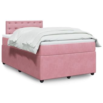 Cama boxspring com colchão vidaXL | 120x200 cm | veludo rosa - 1