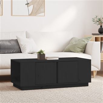 Mesa de centro vidaXL 110x50x40 cm madeira de pinho maciça preto - 1