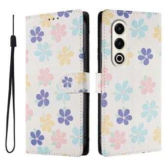 Capa FLOODKING para itel S25 | Suporte | Porta-Cartões e Alça | Padrões Decorativos | Branco e Roxo - 1