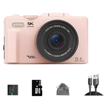 Câmara Digital SZSMART WD08 | Leve e Portátil | 128GB | Rosa - 1
