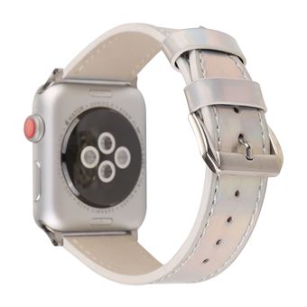 Bracelete de Couro HSMY Laser para Apple Watch Series 6/ SE/ 5/ 4 | 40 mm - Prata - 1