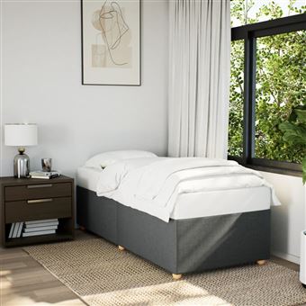 Estrutura de cama vidaXL | 100x200 cm | tecido cinzento-escuro - 1