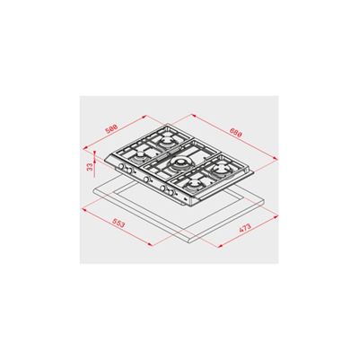 Placa de Gas TEKA EX 90.1 5G AI AL DR CI (Gas Butano-propano - 86 cm -  Inox)