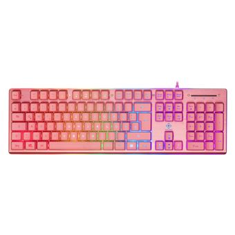 Teclado Gaming com Fios Deltaco Gaming GAM-021-RGB-P-DE | Idioma: Alemão | Rosa - 1