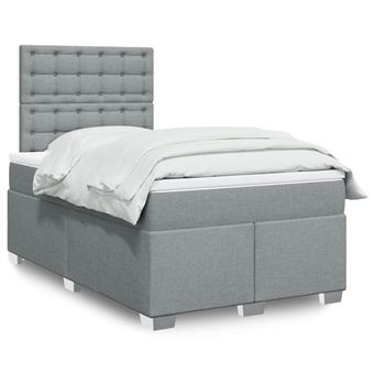 Cama boxspring com colchão vidaXL | 120x190 cm | tecido cinzento-claro - 1