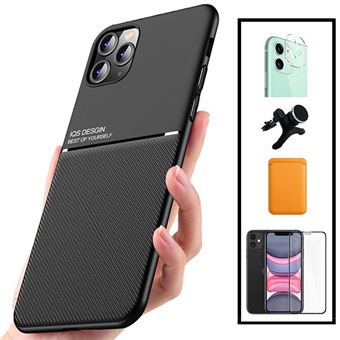 Kit Phonecare | Capa Magnetic Lux + Magnetic Wallet Laranja + 5D Full Cover + Película de Câmara Traseira + Suporte Magnético Carro Reforçado para iPhone 8 - Preto - 1