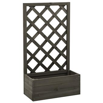 Vaso com treliça para jardim vidaXL | 50x25x90 cm | Abeto maciço cinzento - 1