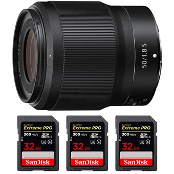 Nikon Z 50mm f/1.8 S + 3 SanDisk 32GB UHS-II 300 MB/s + PDF 15 Técnicas para Melhorar as suas Fotografias - 1