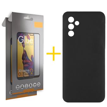 Pack 2 x Película de Vidro Temperado Full + Capa Gandy  para Samsung Galaxy A54 5G | Silicone Líquido | Preto - 1
