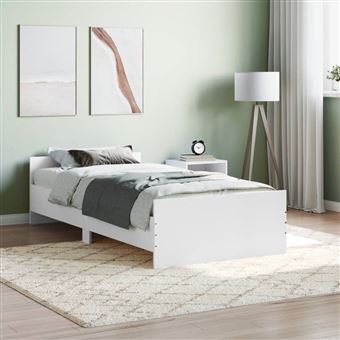 Estrutura de cama vidaXL | 100x200 cm | derivados de madeira branco - 1