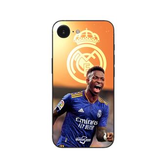 Capa Maniacase para iPhone SE 2024 | Vini JR Papel de parede Real Madrid Azul e amarelo - 1
