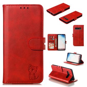 Capa Magunivers de PU Padrão de Gato Vermelho para Samsung Galaxy S10