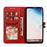 Capa Magunivers de PU Padrão de Gato Vermelho para Samsung Galaxy S10_3