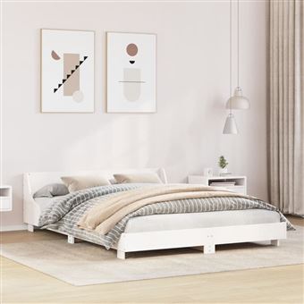 Cama sem colchão vidaXL | 140x190 cm | madeira de pinho maciça branco - 1