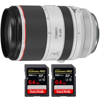 Canon RF 70-200 mm f/2,8L IS USM + 2 SanDisk 64GB Extreme PRO UHS-II SDXC 300 MB/s + PDF 15 Técnicas para Melhorar as suas Fotografias - 1