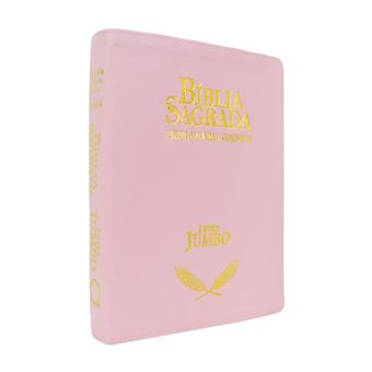 Biblia Rc Letra Jumbo Com Harpa Capa Luxo Rosa Bebe   Edifique - 1