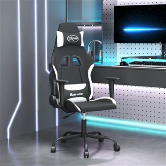 Cadeira gaming vidaXL tecido preto e branco - 1
