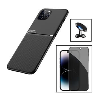 Kit Phonecare Capa Magnetic Lux + Anti-Spy 5D Full Cover + Suporte Magnético de Carro para Apple iPhone 15 Pro Max - Preto - 1