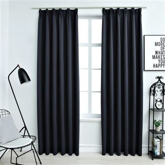 Cortinas Blackout vidaXL com ganchos 2 Peças 140x225 cm antracite - 1