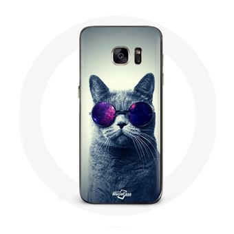 Capa Maniacase para Samsung Galaxy S7 Edge Estilo de Óculos Roxo Gato - 1