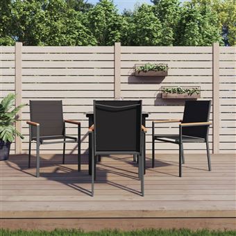 Conjunto de Jantar para Jardim vidaXL | 5 Peças | textilene e aço preto - 1