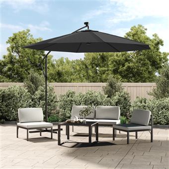 Guarda-sol vidaXL cantilever com luzes LED + poste aço | 300 cm | antracite - 1