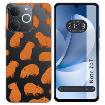 Capa Tumundosmartphone de silicone transparente para Realme Note 70T com estampa de capivara 2 desenhos - 1