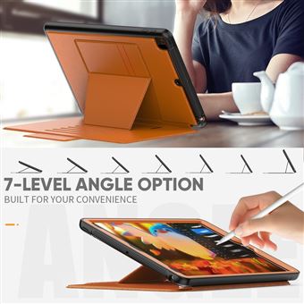 Capa Pu + Tpu magunivers com Suporte de Pontapé | Ranhura para Cartões e Ranhura para Canetas Castanho para Ipad 10.2 (2021)/(2020)/(2019) - 1