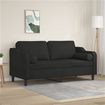 Sofá vidaXL | 2 lugares + almofadas decorativas 140 cm | tecido preto - 1