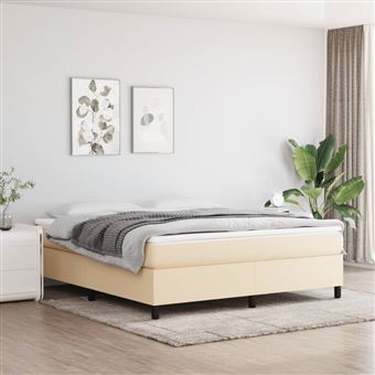 Estrutura de cama com molas vidaXL | 180x200 cm | tecido cor creme - 1