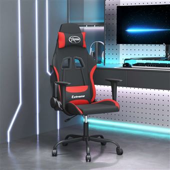 Cadeira gaming vidaXL tecido preto e vermelho - 1
