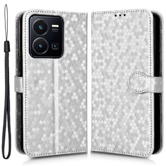 Capa PU padrão de pontos à prova de choque, fecho magnético com suporte e alça Magunivers para Vivo Y35 4G (2022) - dinheiro - 1