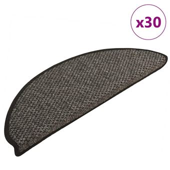 Tapetes escada adesivos aspeto sisal vidaXL | 30 Peças | 65x21x4 cm | antracite - 1