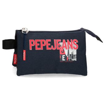 Estojo Escolar Retangular Pepe Jeans Dikran Azul Marinho com Zíper Triplo - 1