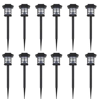 Conjunto de luzes LED solares de exterior com estacas vidaXL | 12 Peças | 8,6x8,6x38 cm - 1