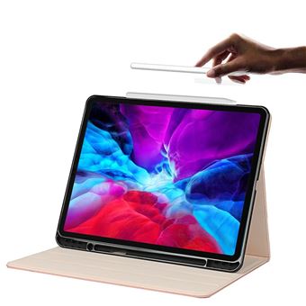 Capa de Couro Genuíno + Tpu magunivers Textura de Lichia, Função Acordar/Dormir Ouro Rosa para Ipad Pro 12.9'' (2021) - 1