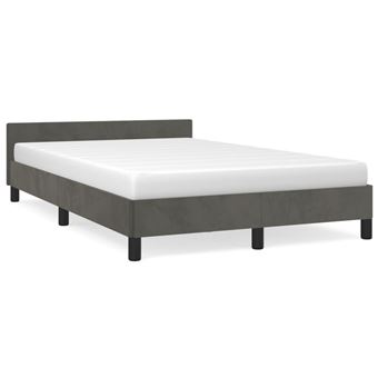 Estrutura de cama com cabeceira vidaXL | 120x190 cm | veludo cinza-escuro - 1