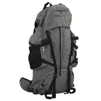 Mochila para caminhadas vidaXL | 60 L tecido oxford cinzento - 1