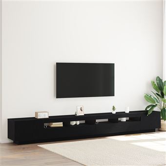 Estante de TV com luzes LED vidaXL | Carvalho Preto 300x35x40 cm | Madeira engenheirada - 1