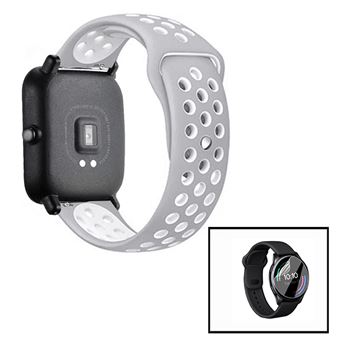 Kit Phonecare | Pulseira Bracelete SportyStyle + Película de Hydrogel para Xiaomi Amazfit Stratos 3 - Cinza / Branco - 1