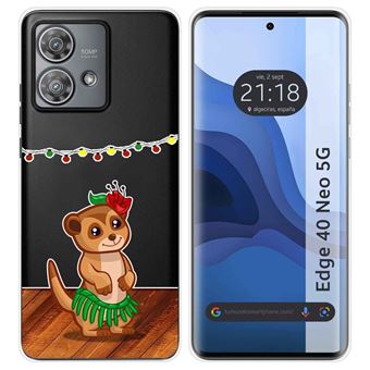 Capa de silicone TUMUNDOSMARTPHONE para Motorola Edge 40 Neo 5G | transparente desenhos Meerkat - 1
