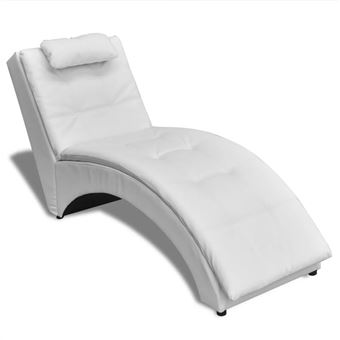Chaise Longue com Travesseiro Vidaxl Couro Artificial Branco - 1
