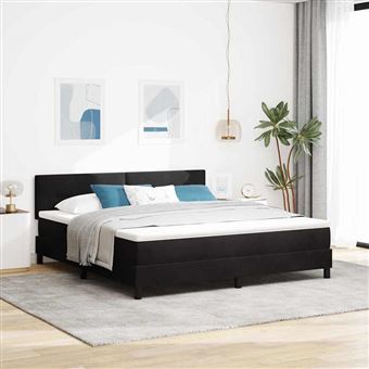 Cama Box com Colchão e Cabeceira vidaXL | Preto | 180 x 200 cm | Veludo - 1