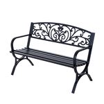 Banco de Jardim Outsunny 2 Lugares Ferro 127x60x85cm | Preto