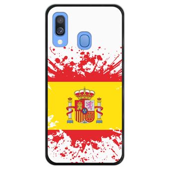 Capa Hapdey para Samsung Galaxy A40 2019 Design Ilustração 1, Bandeira de Espanha em Silicone Flexível e TPU Preto