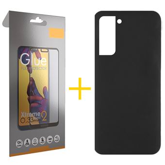 Pack 1 x Película de Vidro Temperado Full + Capa Gandy  Samsung Galaxy A25 Silicone Líquido - Preto - 1