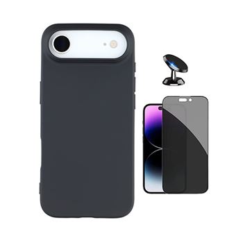 Kit Vidro Anti-Spy + Capa Silicone Líquido + Suporte Magnético PHONECARE para Apple iPhone 17 Air | Preto - 1