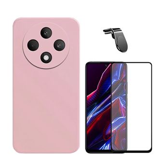 Kit Película de Vidro Temperado Gorilasglass + Capa Proteção Traseira Silicone + Suporte Magnético L GIFT4ME para Oppo Reno12 F 4G | Rosa - 1