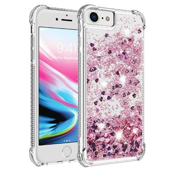 Capa Protetora GANGXUN para iPhone 7/8 | TPU Transparente | Brilhante com Glitter e Areia Movediça | Ouro rosa - 1