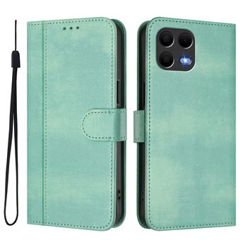 Capa FOXDOCK para T-Mobile Revvl 8 Pro/T Phone 3 Pro 5G | Estilo Vintage | TPU com Textura de Pele Antiderrapante | Compartimentos para Cartões e Suporte | Verde claro - 1